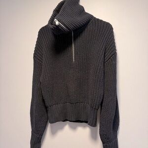 Athleta Women's Black Fisherman Ribbed Cotton Blend Large